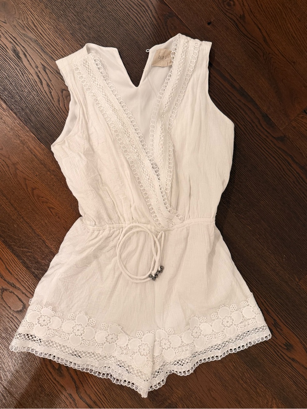 White Lace Trim Sleeveless Romper